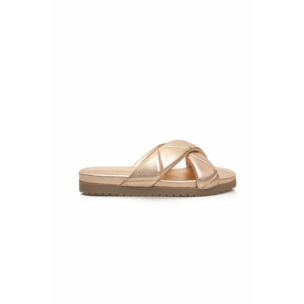 Cerruti 1881 CrossStrap Flat Sandals Gold Women Beige